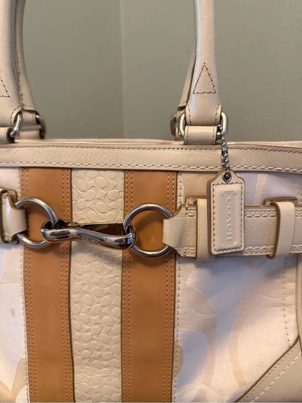 Coach Hamptons Optic Signature Stripe Satchel/Carryall